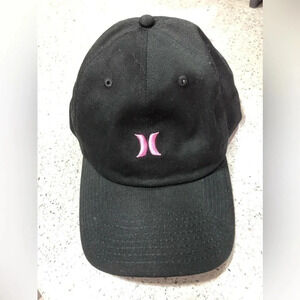 Hurley Mom Iconic Baseball cap/hat,snap back, black,pink embroidered logo  OS
